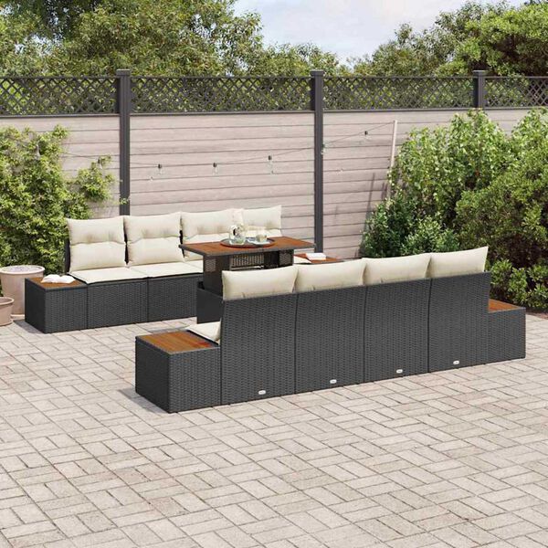 vidaXL Ensemble de salle &agrave; manger pour jardin 9 pcs Noir et Beige