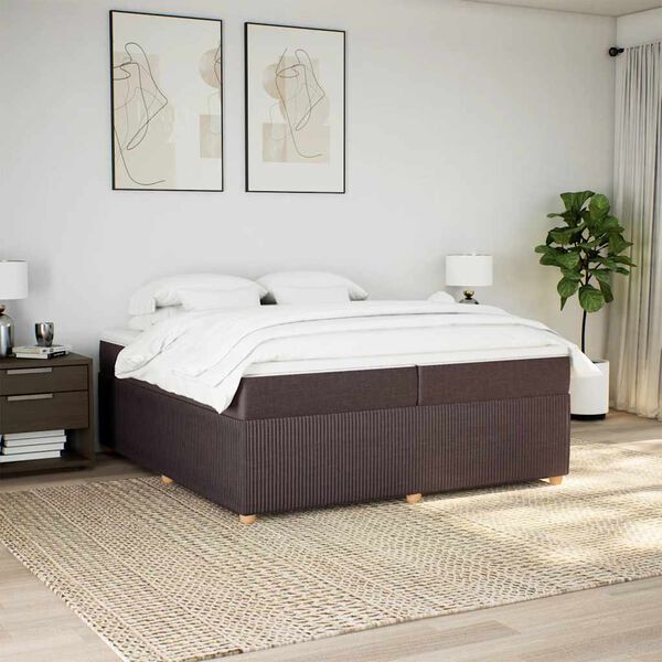 vidaXL Sommier &agrave; lattes de lit avec matelas Marron fonc&eacute; 200x200 cm