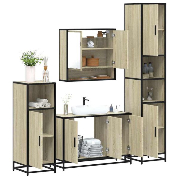 vidaXL Ensemble de meubles de salle de bain 4 pcs chêne sonoma
