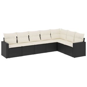 vidaXL Salon de jardin 7 pcs avec coussins noir r&eacute;sine tress&eacute;e