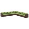 vidaXL Salon de jardin 9 pcs avec coussins r&eacute;sine tress&eacute;e marron