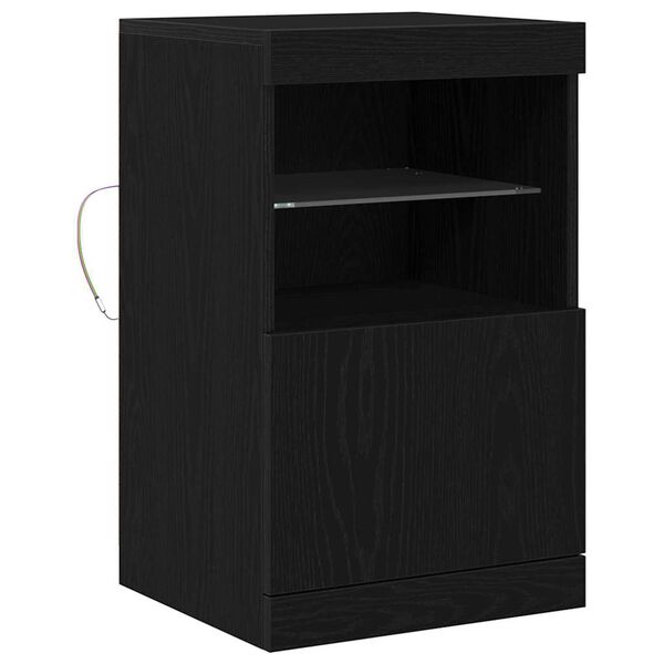 vidaXL Buffet LED Ch&ecirc;ne noir 41 x 37 x 67 cm Bois d'ing&eacute;nierie