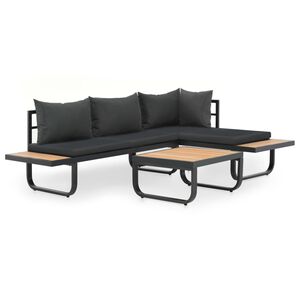 vidaXL Canap&eacute; d'angle de jardin &agrave; 2 places avec coussins Aluminium WPC