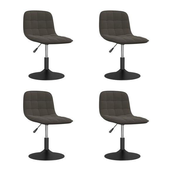 vidaXL Chaises pivotantes &agrave; manger lot de 4 gris fonc&eacute; velours