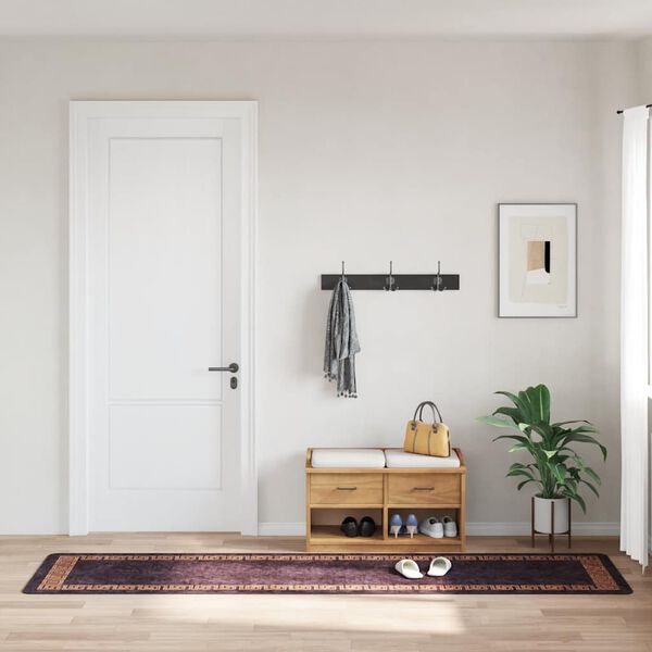 vidaXL Tapis lavable 80x300 cm Noir et dor&eacute;