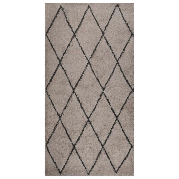 vidaXL Tapis shaggy &agrave; poils longs Beige et anthracite 80x150 cm