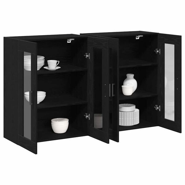 vidaXL Cabinets muraux 2 pcs Ch&ecirc;ne noir 69,5 x 34 x 90 cm