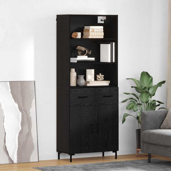 vidaXL Haut Armoire Ch&ecirc;ne noir 69,5 x 34 x 180 cm Bois d'ing&eacute;nierie