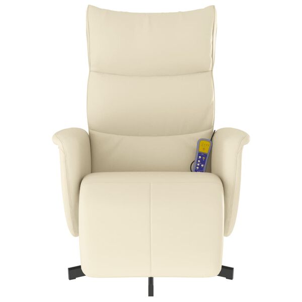 vidaXL Fauteuil inclinable de massage et repose-pieds cr&egrave;me similicuir
