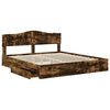 vidaXL Lit de Rangement Ch&ecirc;ne fum&eacute; 200 x 200 cm Bois d'ing&eacute;nierie