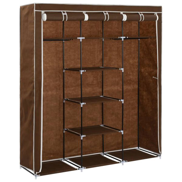 vidaXL Armoire avec compartiments et barres Marron 150x45x175 cm Tissu