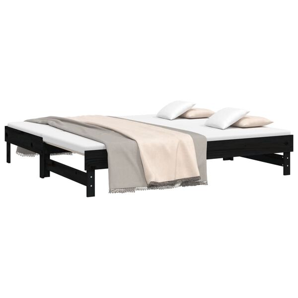 vidaXL Lit coulissant sans matelas noir 2x(90x190) cm