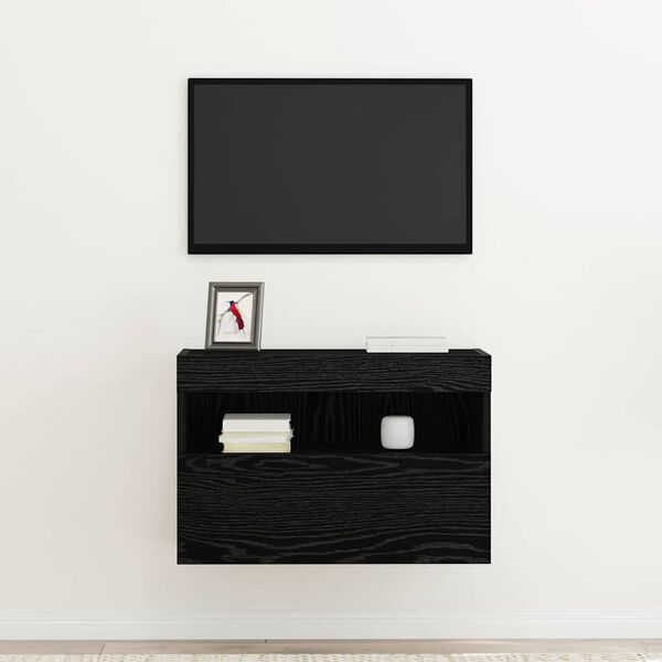 vidaXL Meuble TV mural Chêne noir 60 x 30 x 40 cm Bois d'ingénierie