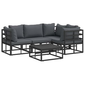 vidaXL Ensemble de canap&eacute; de jardin avec coussin 5 pcs Noir Aluminium