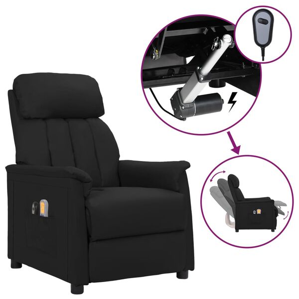 vidaXL Fauteuil électrique de massage Noir Similicuir