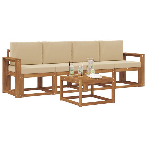 vidaXL Ensemble de canap&eacute;s d'ext&eacute;rieur 5 pcs Naturel et Beige
