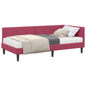 vidaXL Cadre de lit d'angle avec matelas Autre 2 pc Vert Velours
