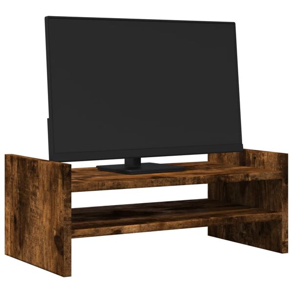 vidaXL Support de moniteur chêne fumé 50x27x20 cm bois d'ingénierie
