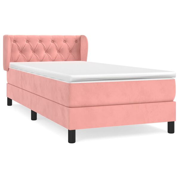 vidaXL Sommier &agrave; lattes de lit et matelas Rose 80x200 cm Velours