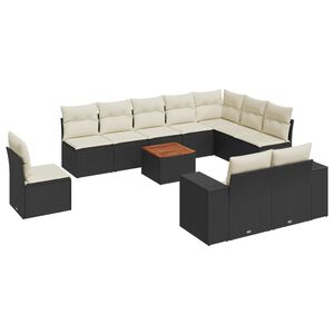 vidaXL Salon de jardin 11 pcs avec coussins noir r&eacute;sine tress&eacute;e