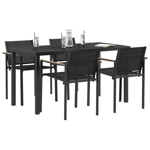 vidaXL Ensemble de meubles d'ext&eacute;rieur 5 pcs Noir et anthracite