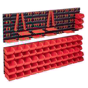 vidaXL Kit de bacs de stockage et panneaux muraux 141pcs rouge et noir