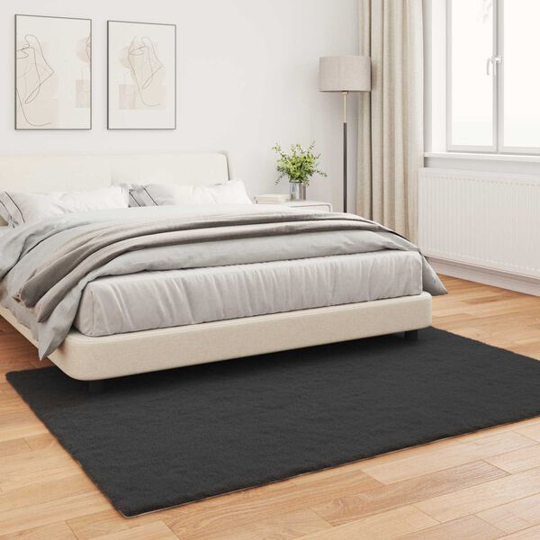 vidaXL Tapis en Fourrure Synth&eacute;tique de Lapin Olite Noir 120 x 170 cm