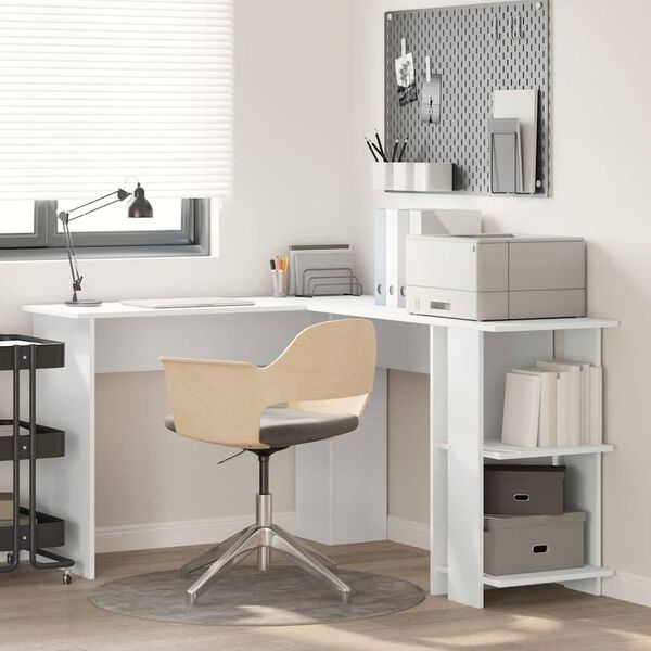 vidaXL Bureau d'angle avec rangement Blanc 140 x 113.5 x 75 cm
