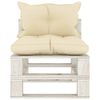 vidaXL Canapé palette de milieu de jardin avec coussins crème Bois