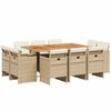vidaXL Ensemble &agrave; manger de jardin et coussins 11 pcs beige poly rotin