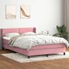 vidaXL Sommier &agrave; lattes de lit avec matelas rose 160x210 cm velours