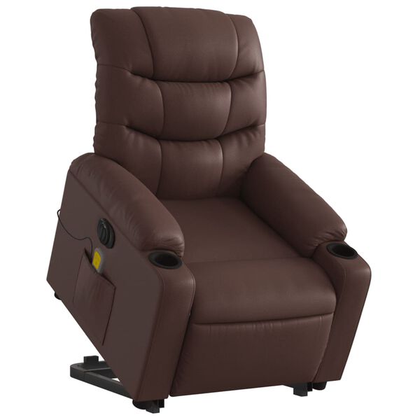 vidaXL Fauteuil inclinable de massage &eacute;lectrique marron similicuir
