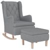 vidaXL Fauteuil avec pieds à bascule et tabouret Gris clair Tissu