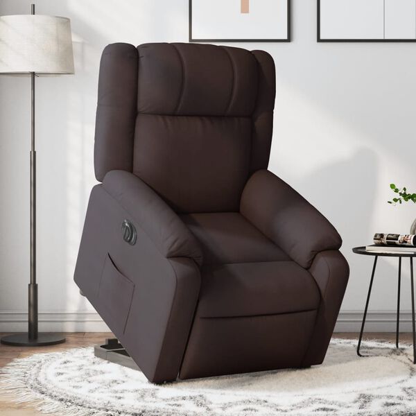 vidaXL Fauteuil inclinable &eacute;lectrique marron fonc&eacute; tissu