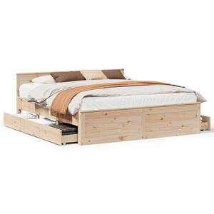 vidaXL Cadre de lit sans matelas avec t&ecirc;te de lit 200x200 cm bois pin