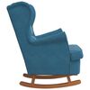 vidaXL Fauteuil &agrave; bascule &agrave; oreilles en velours bleu bois massif