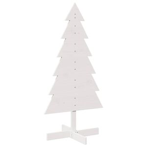 vidaXL Arbre de No&euml;l en bois pour d&eacute;coration blanc 120 cm pin massif