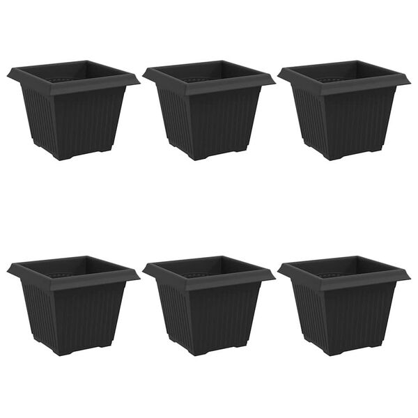 vidaXL Pot de Fleurs Carr&eacute; 6 pcs Noir 20 x 20 x 16 cm Plastique