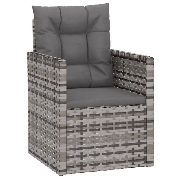 vidaXL Fauteuil de jardin avec coussins Gris R&eacute;sine tress&eacute;e