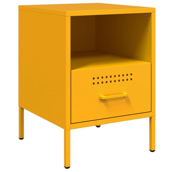 vidaXL Table de chevet jaune moutarde 36x39x50,5 cm acier