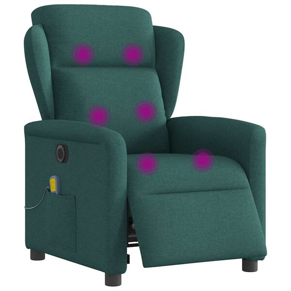 vidaXL Fauteuil de massage inclinable électrique Vert foncé Tissu