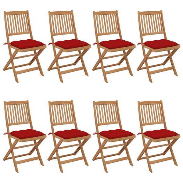 vidaXL Chaises pliables de jardin lot de 8 avec coussins Bois d'acacia