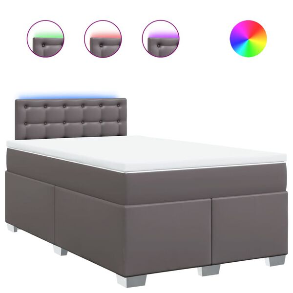 vidaXL Sommier &agrave; lattes de lit avec matelas Gris 120x200 cm Similicuir