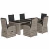 vidaXL Ensemble &agrave; manger de jardin et coussins 7 pcs gris rotin