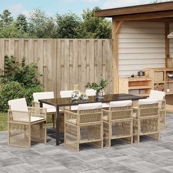 vidaXL Ensemble de salle &agrave; manger pour jardin 9 pcs Beige