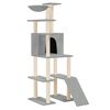 vidaXL Arbre &agrave; chat avec griffoirs en sisal Gris clair 166 cm