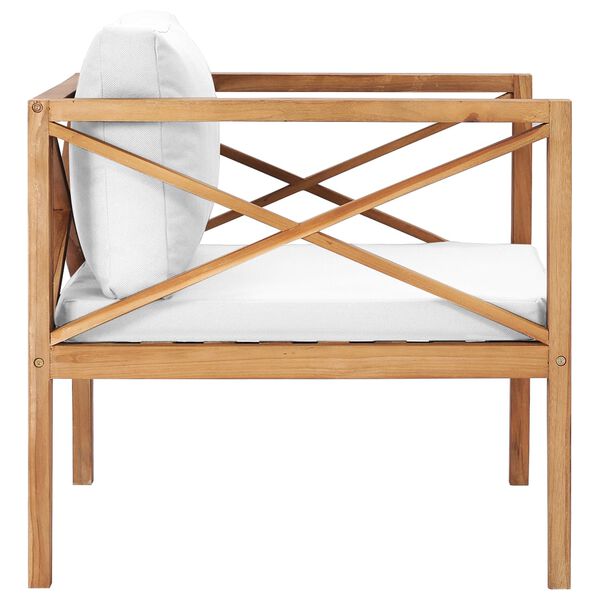 vidaXL Chaise de jardin avec coussins crème Bois de teck solide