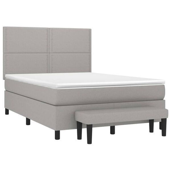 vidaXL Sommier &agrave; lattes de lit avec matelas Gris clair 140x190cm Tissu