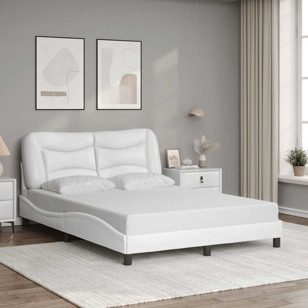 vidaXL Cadre de lit sans matelas Hvar blanc 120x200 cm similicuir