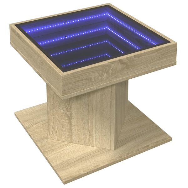vidaXL Table basse avec LED chêne sonoma 50x50x45 cm bois d'ingénierie